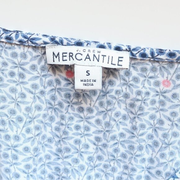 J. Crew Mercantile Blue & White Floral Ruffle Wrap Surplice V-neck Midi Dress - Picture 10 of 13